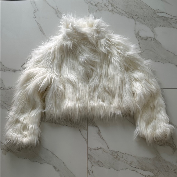 NWT Viral ZARA Faux Fur Jacket White Cream Size Large Ref. 1255/873 - Picture 3 of 9